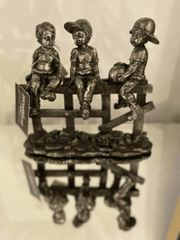[EKM-AUTOGENERATED]Trio Kids Sitting On Fence Sculpture