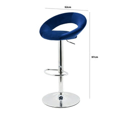 Urban Barstool Round Royal Blue Velvet