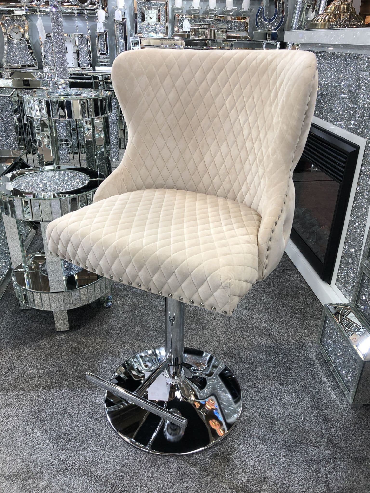 Valencia Fabric Bar Stool Mink