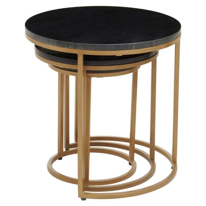 Varana Nest of Three Black Marble Top Tables - Home Luxe Interior