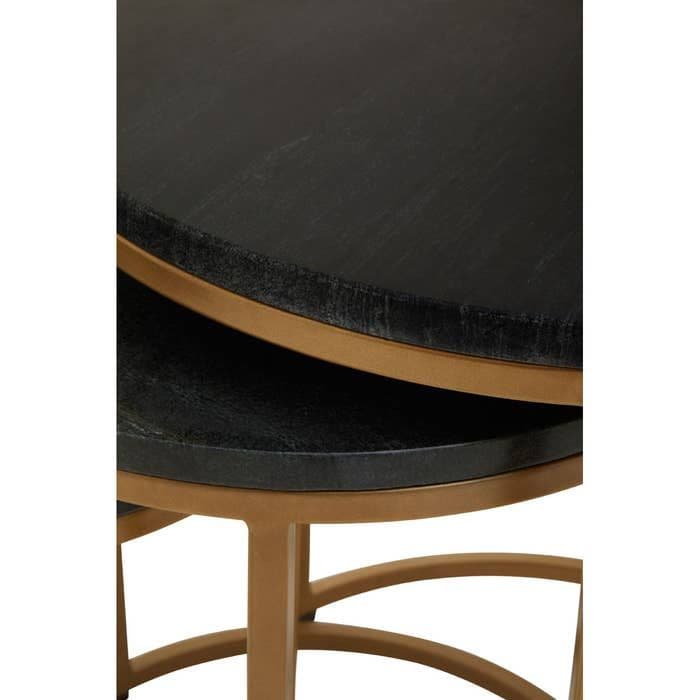 Varana Nest of Three Black Marble Top Tables - Home Luxe Interior