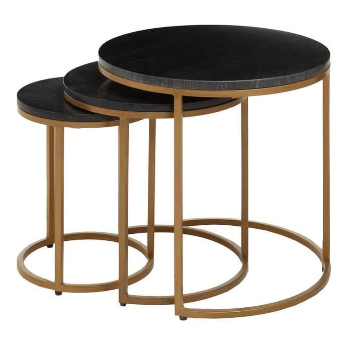 Varana Nest of Three Black Marble Top Tables - Home Luxe Interior