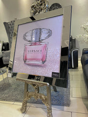 Versace Crystal Perfume Bottle Pink Wall Art Mirror Frame