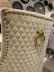 Victoria Cream Velvet Barstool With Gold Ring Knocker