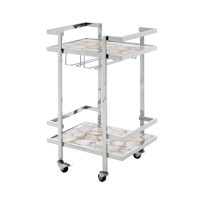 [EKM-AUTOGENERATED]Vita White Agate Drinks Trolley Home Luxe Interior