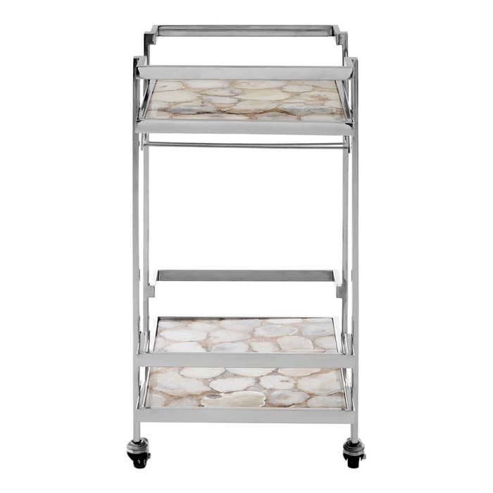 Vita White Agate Drinks Trolley  Home Luxe Interior