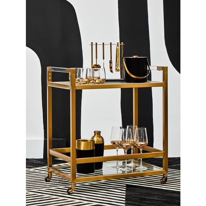 [EKM-AUTOGENERATED]Vogue Matte Gold Two-Tier Butler Trolley Home Luxe Interior