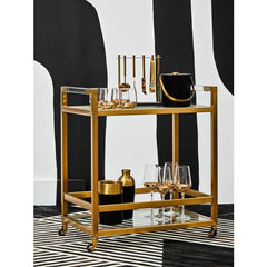 [EKM-AUTOGENERATED]Vogue Matte Gold Two-Tier Butler Trolley Home Luxe Interior