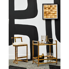 Vogue Matte Gold Two-Tier Butler Trolley  Home Luxe Interior