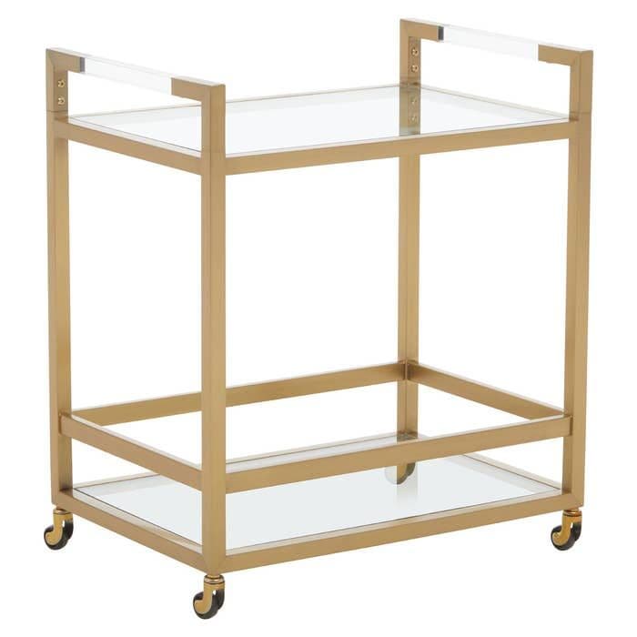 Vogue Matte Gold Two-Tier Butler Trolley  Home Luxe Interior