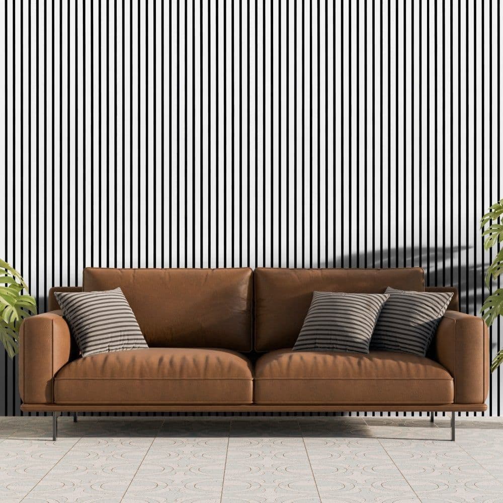 [EKM-AUTOGENERATED]White Black Backing Decorative Acoustic Slat Wall Panel - 2400mm x 600mm - Home Luxe Interior