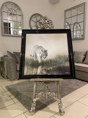 [EKM-AUTOGENERATED]White Tiger Step Wall Art Black Step Frame 85Cm X 85Cm