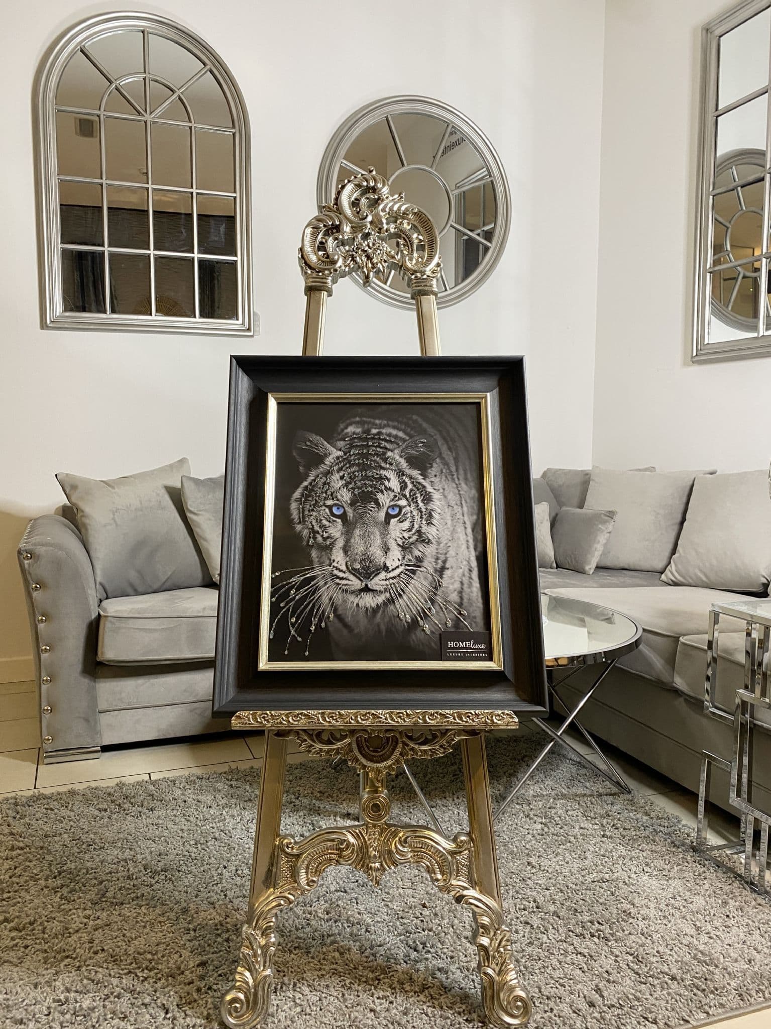[EKM-AUTOGENERATED]White Tiger Wall Art Alpha Black Frame 55Cm X 65Cm