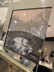 Winter Bridge Scene Wall Art Mirror Frame