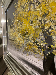 Yellow Blossom Tree Wall Art Chrome Step Frame 85Cm X 45Cm