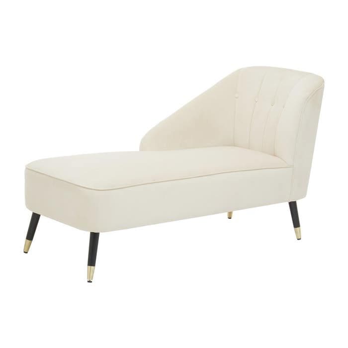 [EKM-AUTOGENERATED]Yvette Cream Velvet Chaise Lounge Home Luxe Interior
