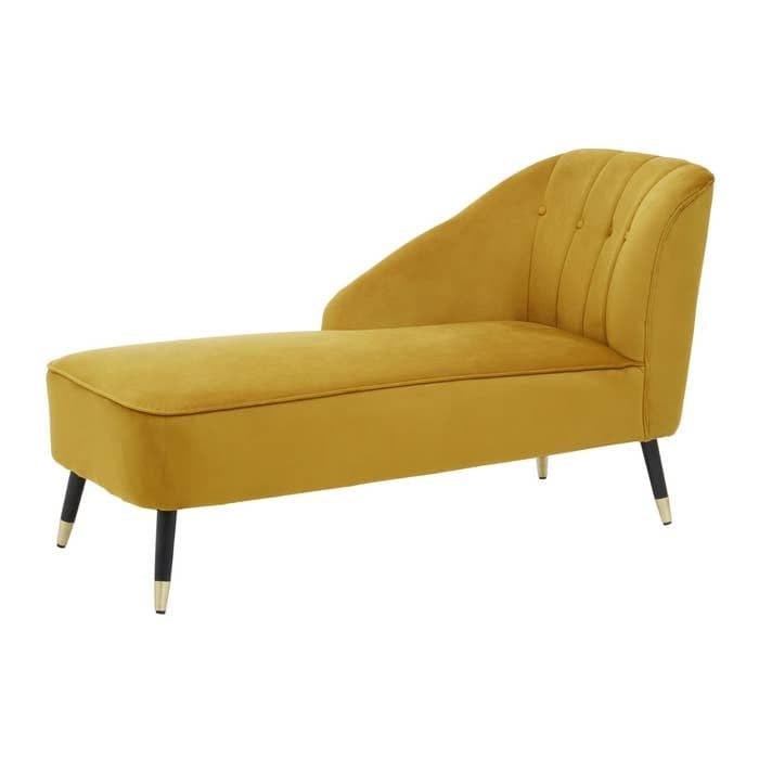 [EKM-AUTOGENERATED]Yvette Mustard Velvet Chaise Lounge Home Luxe Interior