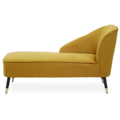 Yvette Mustard Velvet Chaise Lounge  Home Luxe Interior