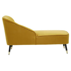 Yvette Mustard Velvet Chaise Lounge  Home Luxe Interior