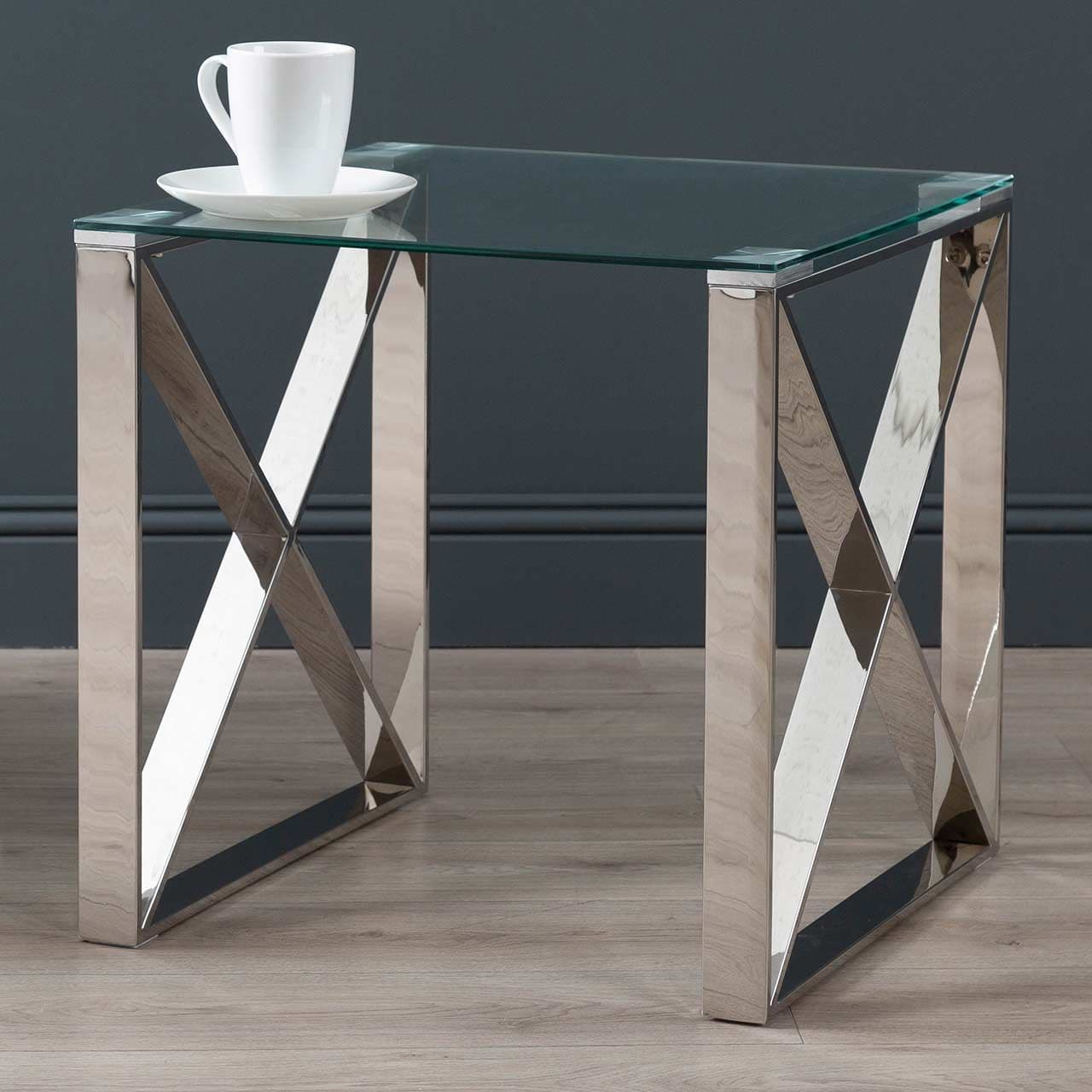 [EKM-AUTOGENERATED]Zen End Side Table Stainless Steel & Glass