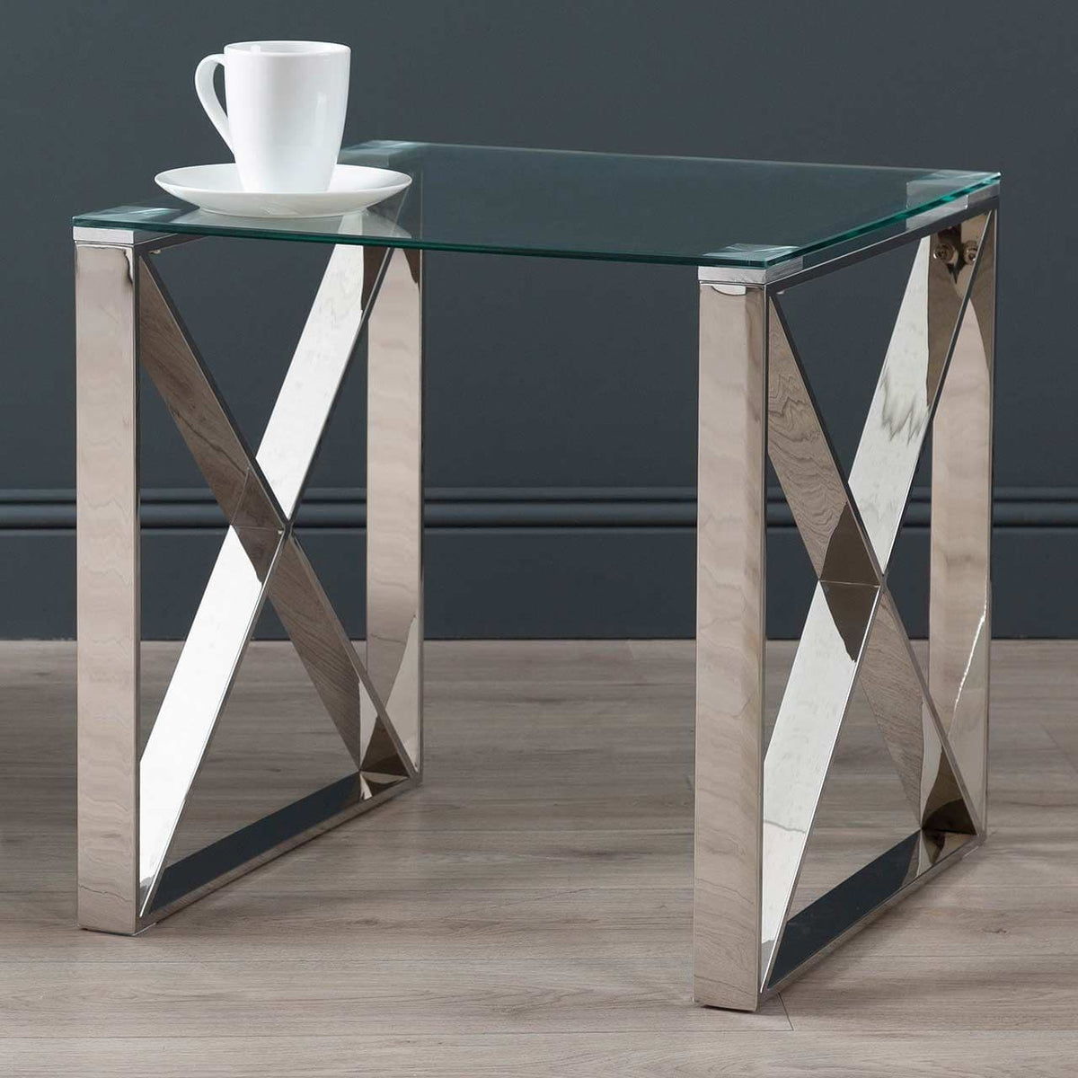 [EKM-AUTOGENERATED]Zen End Side Table Stainless Steel & Glass