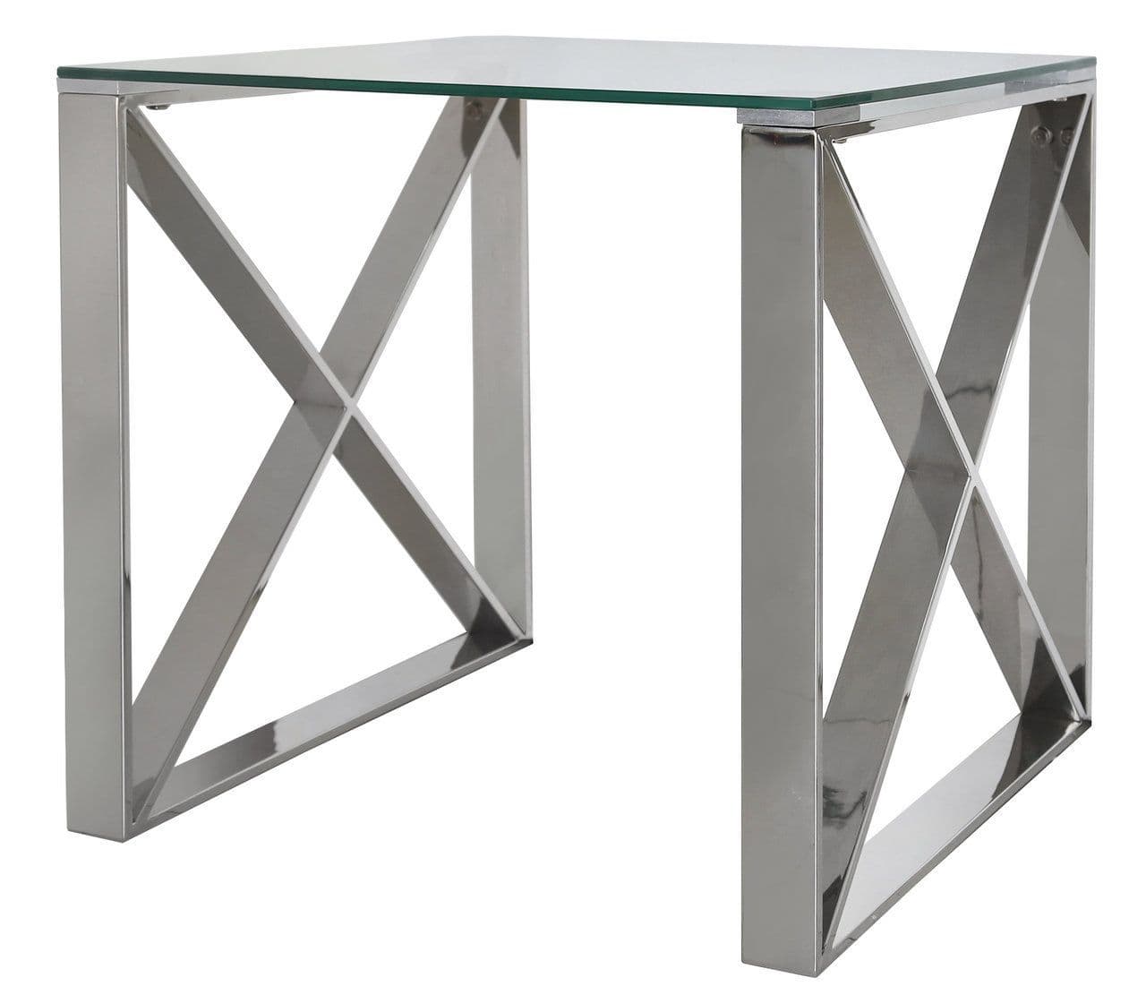 Zen End Side Table Stainless Steel & Glass