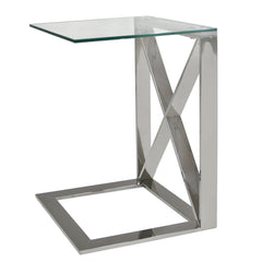 [EKM-AUTOGENERATED]Zen Sofa End Table Stainless Steel Glass