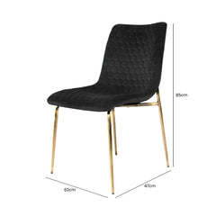 Zena Dining Chair Black Gold Legs Sold In Pairs