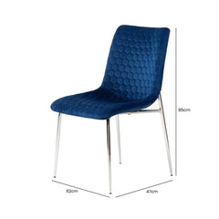 Zena Dining Chair Blue Chrome Legs Sold In Pairs
