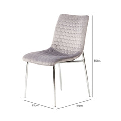 Zena Dining Chair Grey Chrome Legs Sold In Pairs